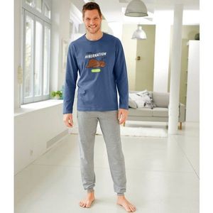 Blancheporte Pyžamo s nohavicami a dlhými rukávmi, s potlačou "Hibernation" modrá 107/116 (XL) vyobraziť