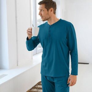 Blancheporte Pyžamo s tuniským výstrihom, jednofarebné modrá 107/116 (XL) vyobraziť