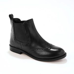 Blancheporte Kožené vysoké topánky s perforáciou, čierne čierna 38 vyobraziť