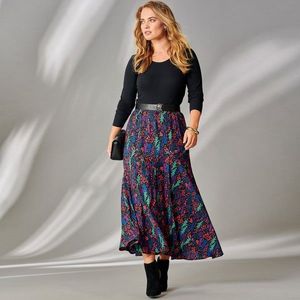 Blancheporte Krepová dlhá sukňa čierna/fialová 54 vyobraziť