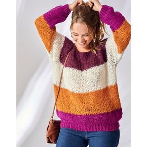 Blancheporte Pletený pulóver so širokými pruhmi purpurová/ražná 58 vyobraziť