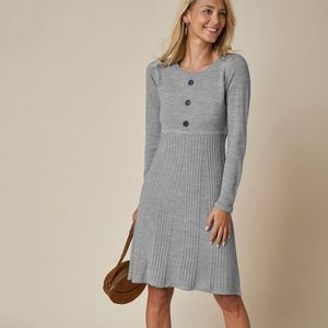 Blancheporte Pulóvrové šaty s gombíkmi sivý melír 56 vyobraziť