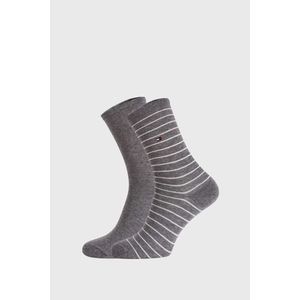 2 PACK šedých dámskych ponožiek Tommy Hilfiger Stripes vyobraziť