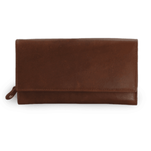 Tmavě hnědá dámská psaníčková kožená peněženka s klopnou vyobraziť