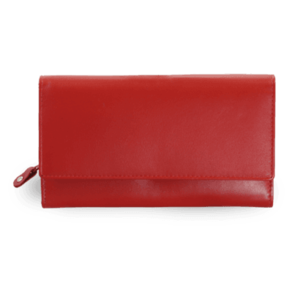Červená dámská psaníčková kožená peněženka s klopnou vyobraziť