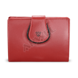 Červená dámská kožená peněženka s ozdobnou klopnou vyobraziť
