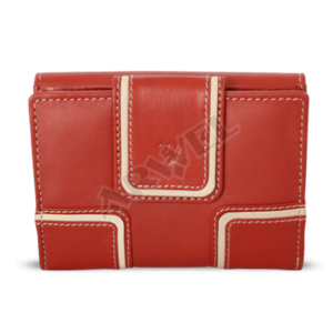 Červená dámská kožená peněženka se dvěma klopnami vyobraziť