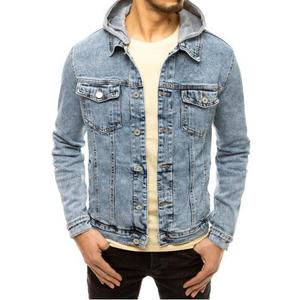 Pánska džínsová bunda s kapucňou modrá vyobraziť