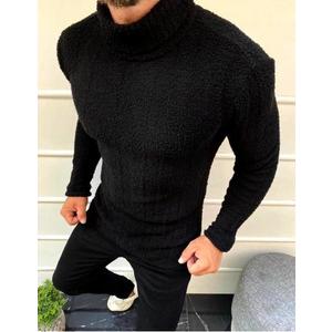 Pánsky sveter s rolákom, čierny vyobraziť