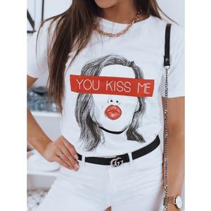 Dámske tričko s potlačou YOU KISS ME biela dsteet vyobraziť