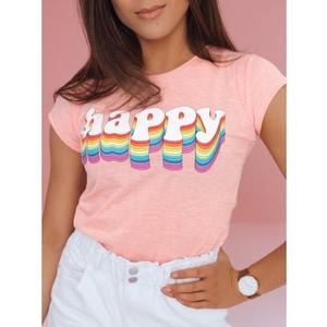 Dámske tričko s nápisom HAPPY ružová vyobraziť