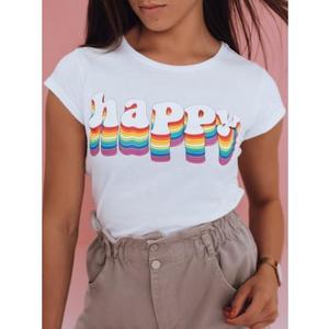 Dámske tričko s nápisom HAPPY biela vyobraziť