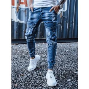 Pánske bojové džínsové nohavice modré vyobraziť