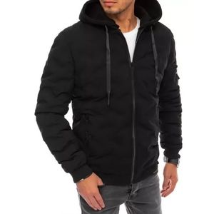 Pánska štýlová zimná bunda s kapucňou SPORT čierna vyobraziť