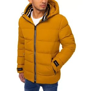 Pánska zimná prešívaná bunda s kapucňou TORO žltá vyobraziť