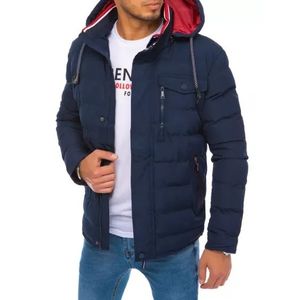 Pánska zimná prešívaná bunda s kapucňou STORE modrá vyobraziť