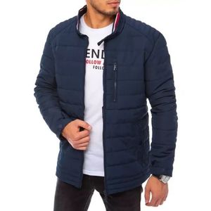 Pánska zimná prešívaná bunda bez kapucne STALLION modrá vyobraziť