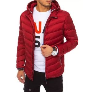 Pánska zimná prešívaná bunda s kapucňou ŠPORTY červená vyobraziť