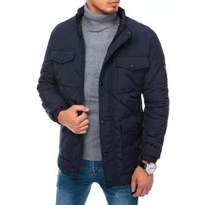 Pánska zimná prešívaná bunda bez kapucne PROMO modrá vyobraziť