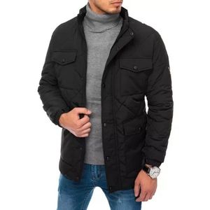 Pánska zimná prešívaná bunda bez kapucne ELEGANT čierna vyobraziť