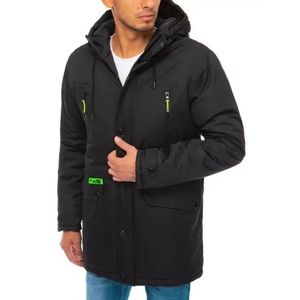 Pánska zimná bunda s kapucňou zips čierna vyobraziť