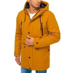 Pánska zimná bunda s kapucňou zips žltá vyobraziť