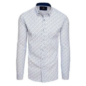 Pánska košeľa s dlhým rukávom vzorovaná GEO biela vyobraziť