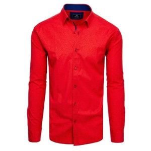 Pánska košeľa s dlhým rukávom vzorovaná MONA svetlo červená vyobraziť
