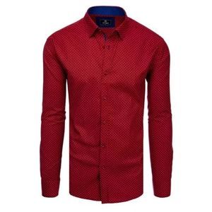 Pánska košeľa s dlhým rukávom vzorovaná MONA červená vyobraziť