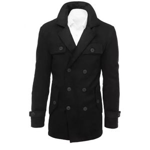 Pánsky dvojradový zimný kabát CITY čierna vyobraziť
