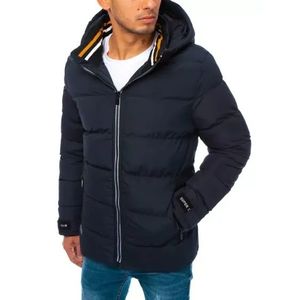 Pánska zimná prešívaná bunda s kapucňou TORO tmavo modrá vyobraziť