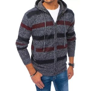 Pánsky zimné sveter pruhovaný na zips s kapucňou GEO tmavo šedá vyobraziť