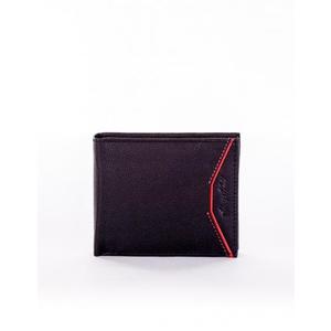 Čierna pánska peňaženka z pravej kože s červeným prešívaním vyobraziť