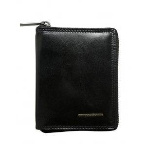 Čierna kožená pánska peňaženka so zipsom vyobraziť