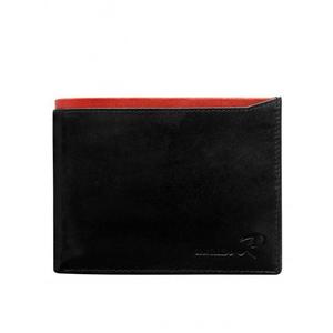 Čierna horizontálna otvorená peňaženka s červenou vložkou pre mužov vyobraziť