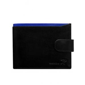 Čierna kožená pánska peňaženka s modrou prackou vyobraziť