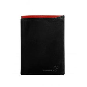 Pánska čierna kožená peňaženka s červeným lemovaním vyobraziť
