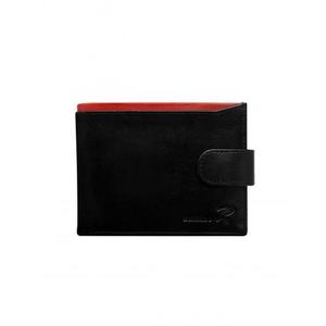 Pánska čierna kožená peňaženka s červeným lemovaním vyobraziť