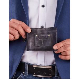 Tmavomodrá pánska peňaženka s aplikáciou vyobraziť