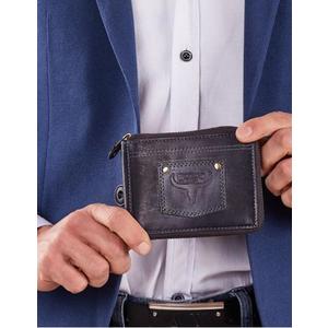 Tmavomodrá pánska kožená peňaženka s aplikáciou vyobraziť