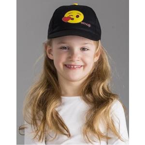 Čierna detská baseballová čiapka so smajlíkom vyobraziť