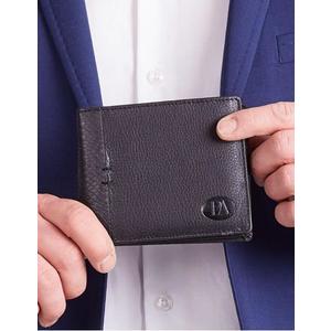 Čierna kožená horizontálna pánska peňaženka vyobraziť