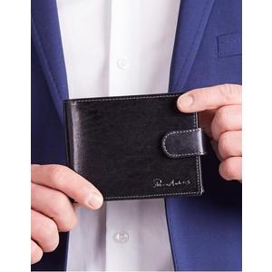 Čierna kožená pánska horizontálna peňaženka vyobraziť