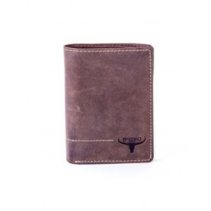 Hnedá kožená peňaženka s kontrastným prešívaním vyobraziť