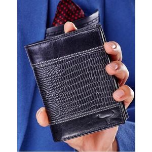 Čierna kožená peňaženka s reliéfnym vzorom vyobraziť