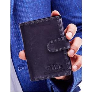 Čierna kožená peňaženka pre mužov s reliéfom a zapínaním na patentku vyobraziť