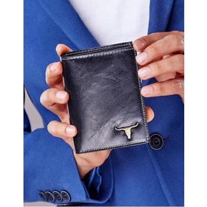 Čierna kožená pánska peňaženka s emblémom vyobraziť