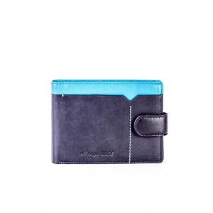 Čierno-modrá kožená peňaženka s prešívaním a farebnou vložkou vyobraziť