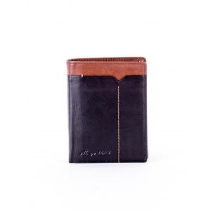 Čierna peňaženka z pravej kože s hnedým lemovaním vyobraziť