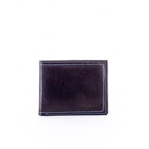 Pánska čierna kožená peňaženka s elegantným modrým lemovaním vyobraziť